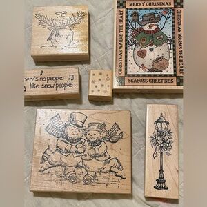 Christmas Themed Rubber Stamps Set